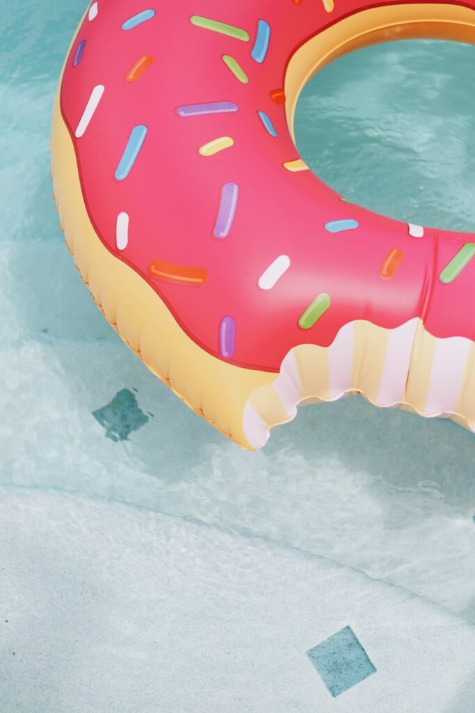 pink inflatable donut floater